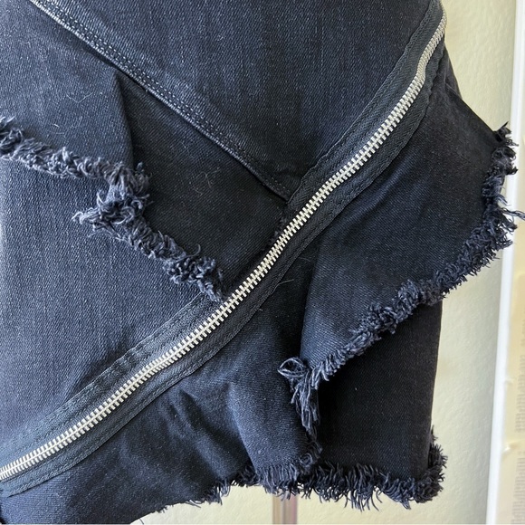 ZARA Trafaluc Black Frayed Zipper Denim Mini Skirt - Picture 7 of 16